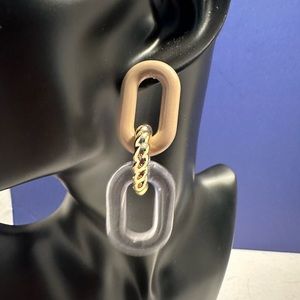 New Clear and Tan Chain Earrings